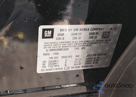 2021 Chevrolet Trailblazer Fwd Ls from USA, damaged, VIN KL79MMS29MB016299